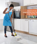 Heavy Duty Commercial Wet Mop With Long 60 Inch Stainless Steel Handle, Looped End Cotton Mop Heads For Floor Cleaning in Kitchen