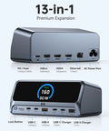 All In One 13-In-1 Laptop Docking Station Plug And Play Ready With 2.26 Inch LCD Display, 160W Max Output