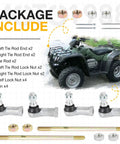 Left And Right Tie Rod End Kits For TRX350 Rancher 350 And TRX400 Rancher 400 OEM Style Replacement Direct Fit Steering Ends Beefy Build For Easy Install Includes Both Sides For Precise Alignment. Package includes ATV tie rod ends, nuts, pins, and rods.