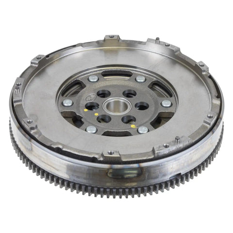 Premium Dual Mass Flywheel Replacement Fits 2012 Through 2019 Fiat 500 With 1.4 Liter Four Cylinder Engine side view showing heavy duty metal design.