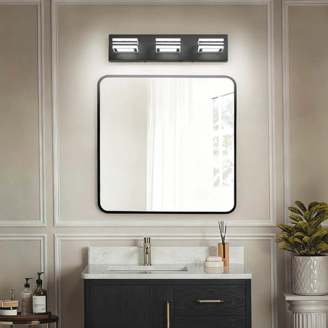 Modern Dimmable Vanity Lights For Bathroom LED Three Light Over Mirror Chrome Bath Wall Fixture With No Fuss 15 Minute Install And Hardwired USA Standard Back Plate above bathroom mirror