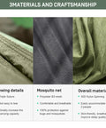 Close-up of materials in Three In One Camping Hammock With Mosquito Net, showing sewing details, mosquito net, and 30D nylon material.