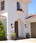 Outdoor Wall Lantern Exterior Wall Sconce Light Matte Black Porch Lighting for Doorway Pack of Two on a white house entrance