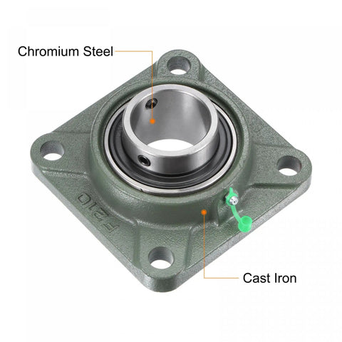 Flange Block Bearing UCF210 50mm Bore Cast Iron Housing With Set Screw Lock Chrome Steel Insert Low Noise View
