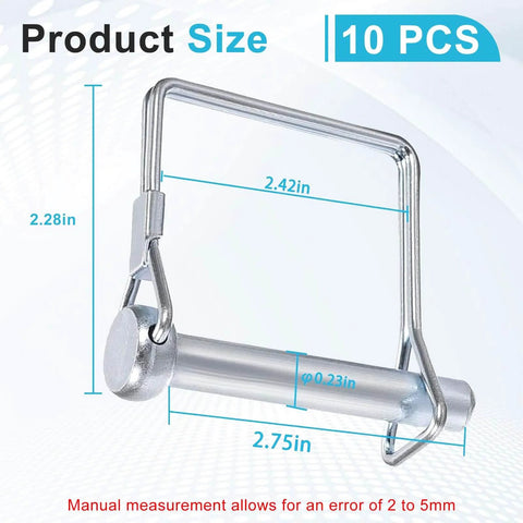 Beefed Up 1/4 Inch By 3 Inch Hitch Pin Lock For Trailer Couplers Zinc Coated Carbon Steel Safety Pin Set Of 10 Rustproof