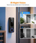 1080P Wireless Dome Surveillance Camera With AI Human Detection, Night Vision showing day and infrared night vision comparison.