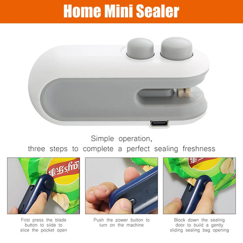 2 In 1 Mini Bag Sealer And Cutter Portable Heat Sealer Resealer For Mylar And Food Storage Bags Kitchen Gadget For Plastic Snack Bags