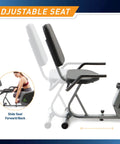 Adjustable seat on Magnetic Recumbent Exercise Bike For Home Gym With Digital Monitor Quick Adjustable Seat Cushioned Backrest Low Impact Cardio That Lets You Ride Smooth And Easy Quiet Workout Machine NS1206R