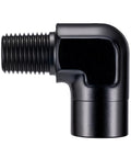 EVIL ENERGY 1/4 in NPT female-to-male 90-degree elbow fitting, black aluminum