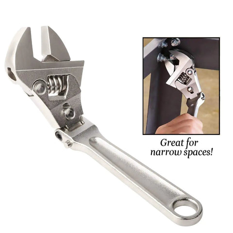 8 Inch Flex Head Adjustable Wrench With Ratcheting Action And 180 Degree Rotating Head for quick, easy tightening in use