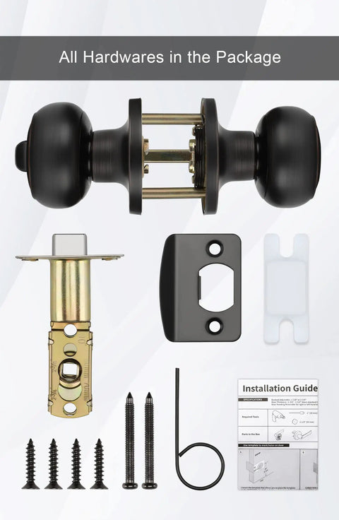 Oil-Rubbed Bronze Privacy Door Knobs For Interior Doors, No-Fuss Keyless Privacy Function with installation hardware