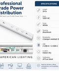 Low Profile Under Cabinet Power Strip With Three Tamper Resistant Outlets And Dual USB A USB C Ports Hardwired Extension Cord White six pack, 24 inch aluminum power strip.