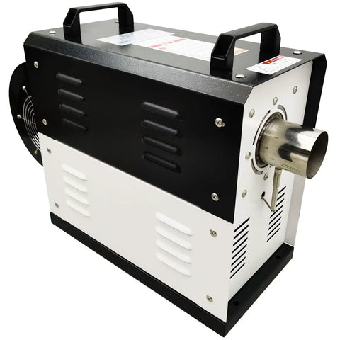 Heavy Duty Portable Industrial Heat Blower With Pid Thermostat 3Kw Electric Hot Air Furnace Heater For Workshop Circulation Oven 300Cfm Airflow side view with exhaust.