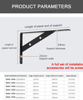 Heavy Duty Steel Shelf Brackets With Screws Triple Tripod Triangle L Brackets For Floating Shelving Units dimensions and parameters chart