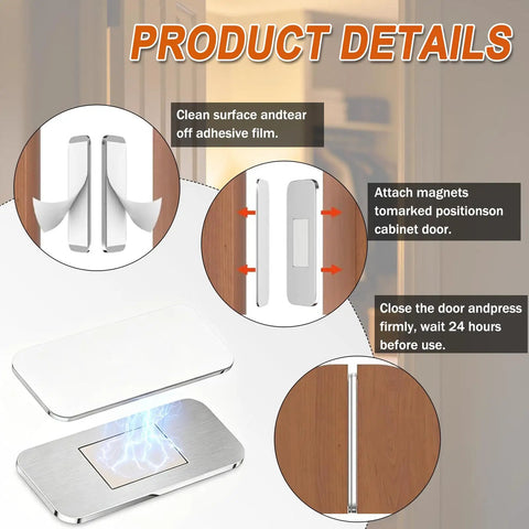 Installation steps for 8 Pack Cabinet Magnets For Closure And Magnetic Door Catch, Ultra Thin 2mm Stainless Steel Adhesive Cabinet Latch