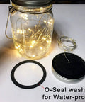 Dope Solar Mason Jar Lights 4 Pack With 30 LEDs waterproof fairy string lights in glass jar, lid, and O-seal for patio use