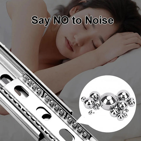 Rock Solid Premium Soft Close Drawer Slides Full Extension Side Mount Ball Bearing Runners With Easy Bolt Install Kit For Kitchen Cabinets And Toolboxes Silver 45 Cm close-up of ball bearings with a woman sleeping peacefully.