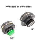 Three Quarter Inch Drain Valve Plug Kit With Silicone O Ring And Bulkhead Adapter in 3/4 inch and 1 inch sizes, forest green