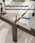 Full Size Metal Platform Bed Frame Standing 14 Inches Tall With Reinforced Steel Slats and ratchet tool for easy setup.
