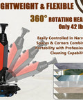 Industrial Commercial 2-in-1 Floor Polisher And Sweeper Self-Propelled With 360-Degree Rotating Head, lightweight design at 42 lbs, ideal for corner cleaning.