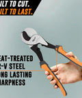 10 Inch Heavy Duty Cable Cutters For Electrical Wire With Ergonomic Grip, Pro Grade Copper And Aluminum Wire Shears, handheld.