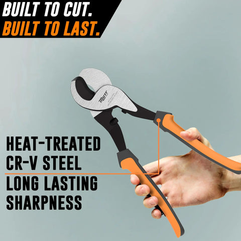 10 Inch Heavy Duty Cable Cutters For Electrical Wire With Ergonomic Grip, Pro Grade Copper And Aluminum Wire Shears, handheld.