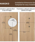 Installation dimension template for Twenty Pack Inset Soft Close Cabinet Hinges delivering rock solid three way adjustment.