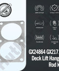 GX24864 GX21718 deck lift hanger rod kit with gasket and features, pliable and tough design, suitable for Huthbrother products.