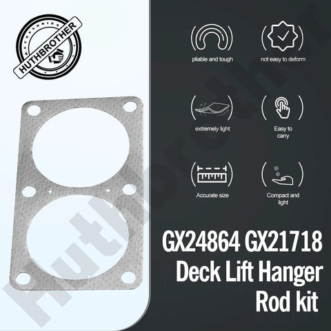 GX24864 GX21718 deck lift hanger rod kit with gasket and features, pliable and tough design, suitable for Huthbrother products.