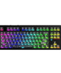 Top Shelf Wireless Mechanical Keyboard With Blazing 8k Polling Speed And A Rock Solid 10000Mah Cell Mounted On A Clever Dot Matrix Panel Plus Dope 168 Million Rgb Backlights For Your Pro Gamer Desk Rig lit up with vibrant RGB lighting.