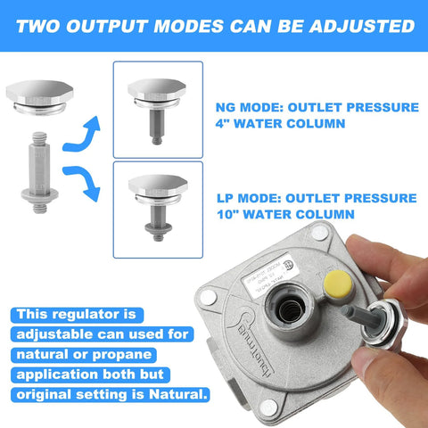 Front view of a 3/4" natural gas pressure regulator with adjustable NG/LPG outlet pressure