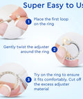Steps showing how to use Ring Size Adjusters For Loose Rings 12 Pack Snug Up Your Fit Guards Spacers Tighteners Fits Bands Up To 6mm.