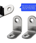 16 Pack L Bracket Set 30x30mm Corner Braces Stainless Steel Right Angle Shelf Supports With Screws For Wood And Metal DIY Projects Durable Home Improvement Kit, showing close-up of two L brackets.