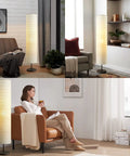 Modern Tall Floor Lamp With Dimmable Three-Level Brightness, Paper Lampshade in various room settings for home decor