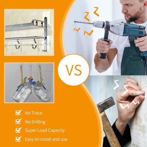 Comparing Zero Drama Wall Mount Self Adhesive Screw Set No Prep Stick On Heavy Duty Hooks with wall drilling tools for installation