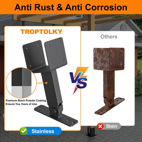 4x4 Beefy Heavy Duty Roof Riser Brackets Kit For Pergola Gazebo And Patio Cover Adjustable Angle Black Metal Beam Brackets 3 Pack Rust Proof Corrosion Resistant Easy Install Stable Outdoor Support