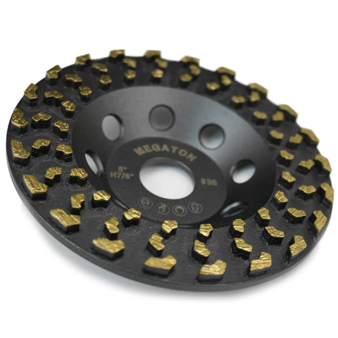 5 Inch Diamond Cup Grinding Wheel For Concrete And Coatings Removal, Tackling Paint, Epoxy, Glue, And Mastic With CDB Cluster Diamond Brazing Technology