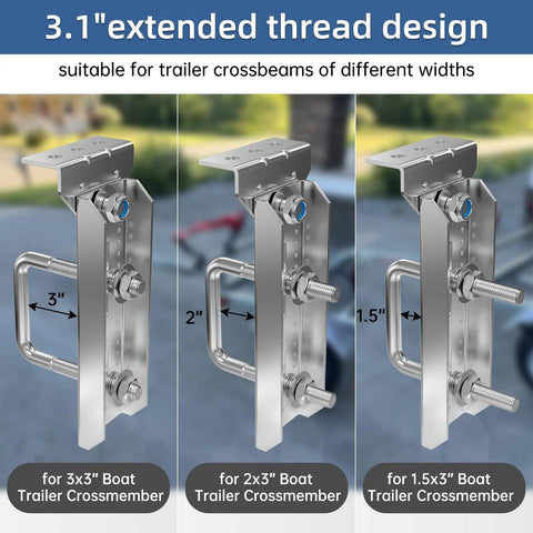 Heavy Duty Boat Trailer Bunk Brackets with 3 adjustable sizes, galvanized steel, for secure hull alignment on trailers.