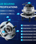Diagram of Front Wheel Hub Bearing Assembly With ABS 5 Lug Bolt On For 2004 2012 Malibu 2008 2010 Cobalt HHR 2005 2010 Pontiac G6 2007 2009 Saturn Aura Front Left And Right Replacement Ready To Roll 513214 showing specifications.