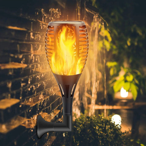 Lit Upgraded Solar Flame Lights Outdoor 3 Options Solar Torch Waterproof Dancing Flame Post Lights For Garden Pathway Yard Auto On Off Dusk To Dawn Sensor 8 Pack