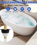 Freestanding Tub Drain Rough In Kit With Pvc Adapter For Floor And Island Bathtubs Durable Plumbing Hardware in modern bathroom with tub