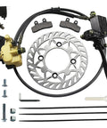 Front Disc Hydraulic Brake Master Cylinder Caliper Assembly With 190mm Rotor And Brake Pads Kit For 50cc Through 125cc Chinese Dirt Bikes And Pit Bikes Ready For Serious Stopping Power displayed with components