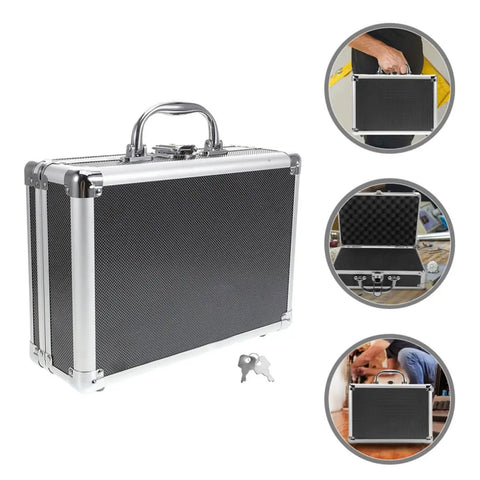 Portable Aluminum Tool Storage Case With Handle For DIY Projects And Home Use, large capacity, rugged metal toolbox, secure locks