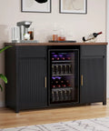 Big Home Bar Cabinet With Built In Fridge Space Fits Most Mini Fridges Modern Fluted Buffet Sideboard Table for Coffee