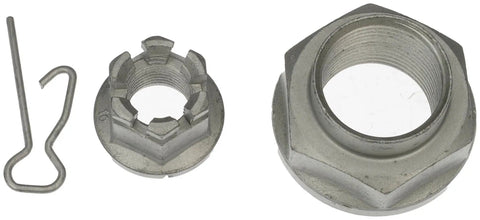 Front Left Wheel Bearing And Hub Assembly For 2001 To 2002 Honda Civic 1.7L L4 Engine hardware including nut and cotter pin.