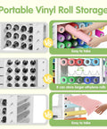 Cricut Compatible Craft Storage Cart With Vinyl Roll Holder And Drawers showing vinyl roll storage and ease of access