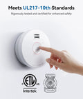 10 Year Battery Smoke Alarm With Photoelectric Sensor, UL217 10th Listed, Low Battery Alert, GS525A, Easy Install Fire Detector For Home Safety, 1 Pack wall-mounted with test button