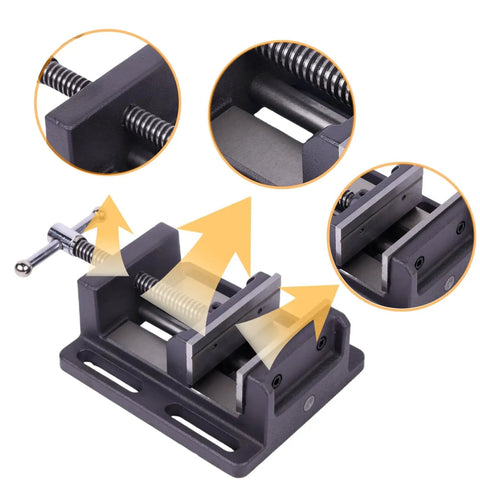 4 Inch Heavy Duty Drill Press Vise With Rock Solid Hold And Precise Alignment 4.25 Inch Max Jaw Opening 4.2 Inch Jaw Width 12 Lb