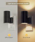 L LOHAS LED night-light plug-in, black cylindrical wall-mounted dusk-to-dawn sensor, 2-pack