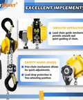 Half Ton Manual Lever Chain Hoist With 1100 Lb Capacity, 10 Ft Lift featuring smooth operation and safety hand wheel